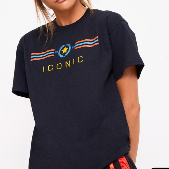 PrettyLittleThing Tops - Black Iconic Slogan Tshirt